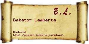 Bakator Lamberta névjegykártya